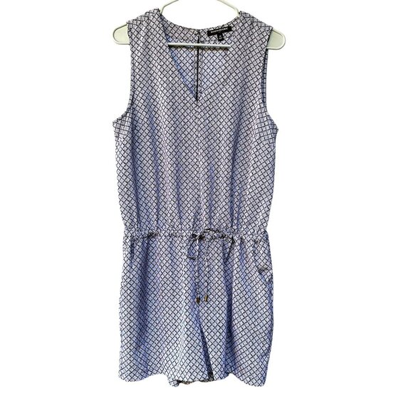 Banana Republic Pants - Banana Republic Women's Blue & Gray Diamond Tie-Waist V-Neck Sleeveless Romper M